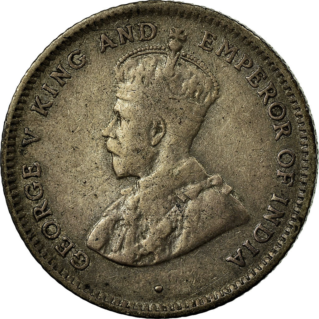 Coin, Ceylon, George V, 25 Cents, 1913, VF(30-35), Silver, KM:105