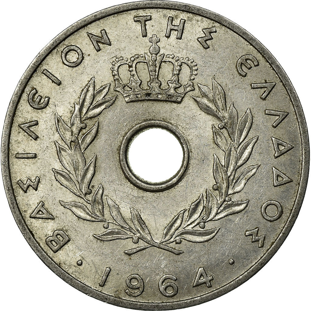 Moneda, Grecia, 20 Lepta, 1964, BC+, Aluminio, KM:79