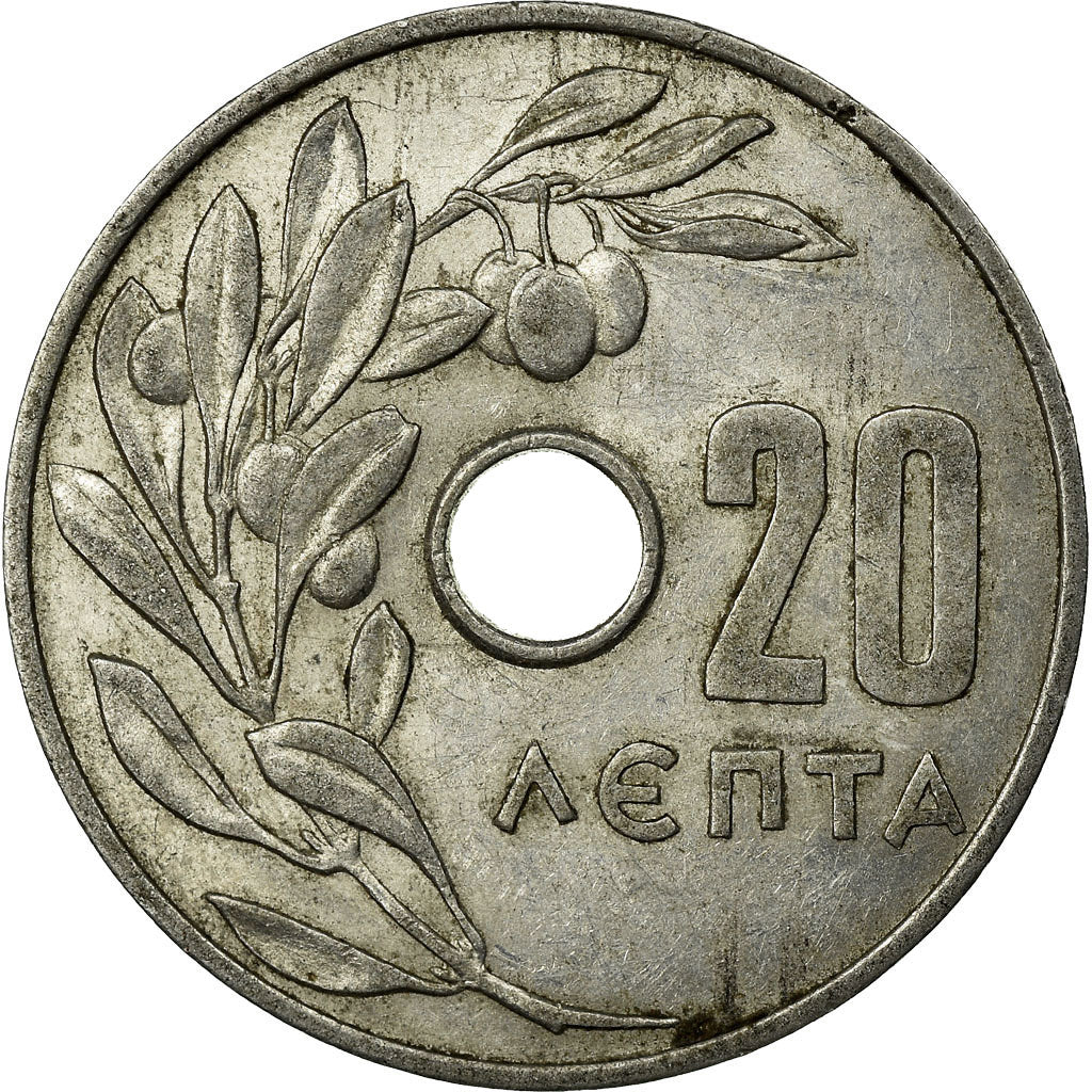 Moneda, Grecia, 20 Lepta, 1964, BC+, Aluminio, KM:79