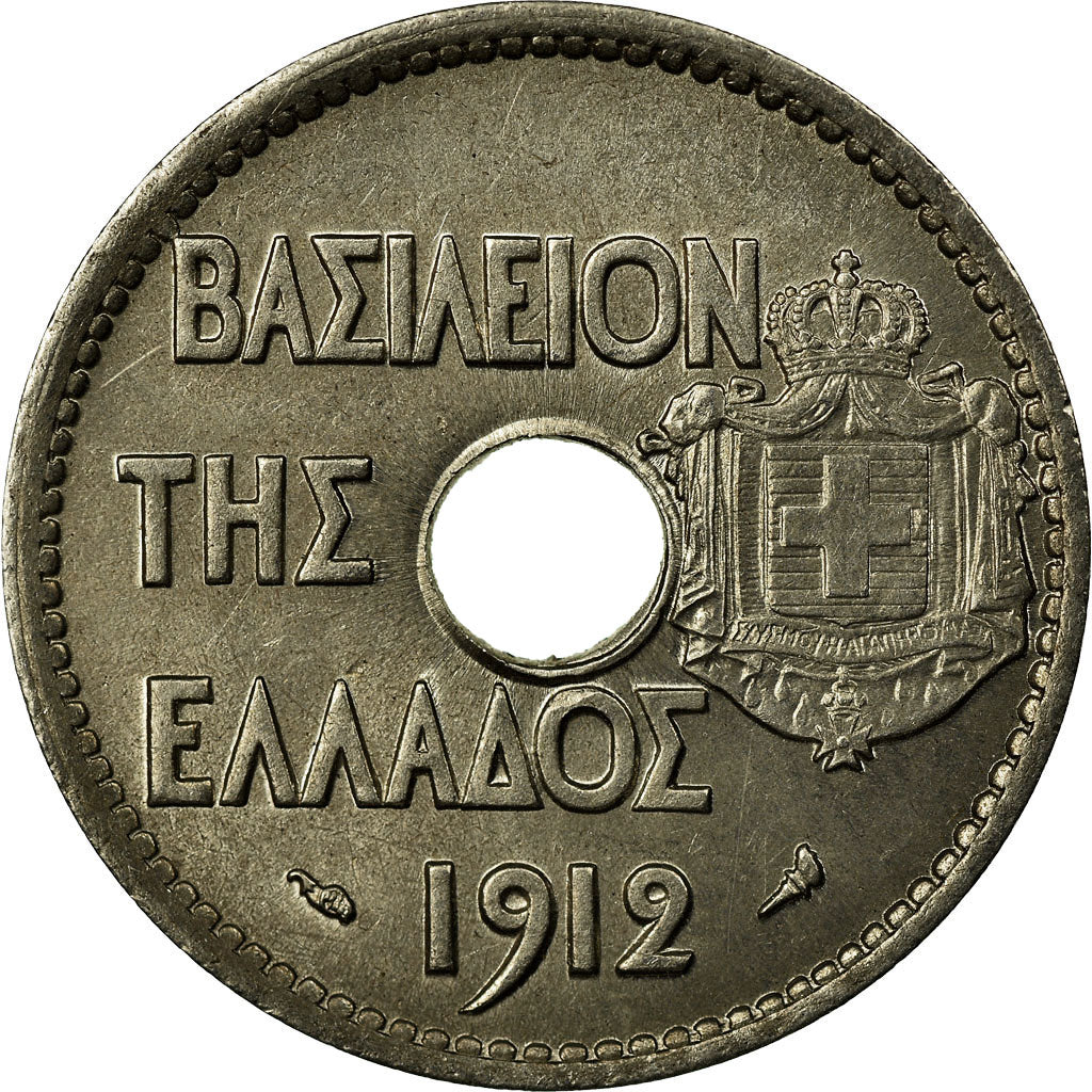 Coin, Greece, George I, 20 Lepta, 1912, AU(55-58), Nickel, KM:64