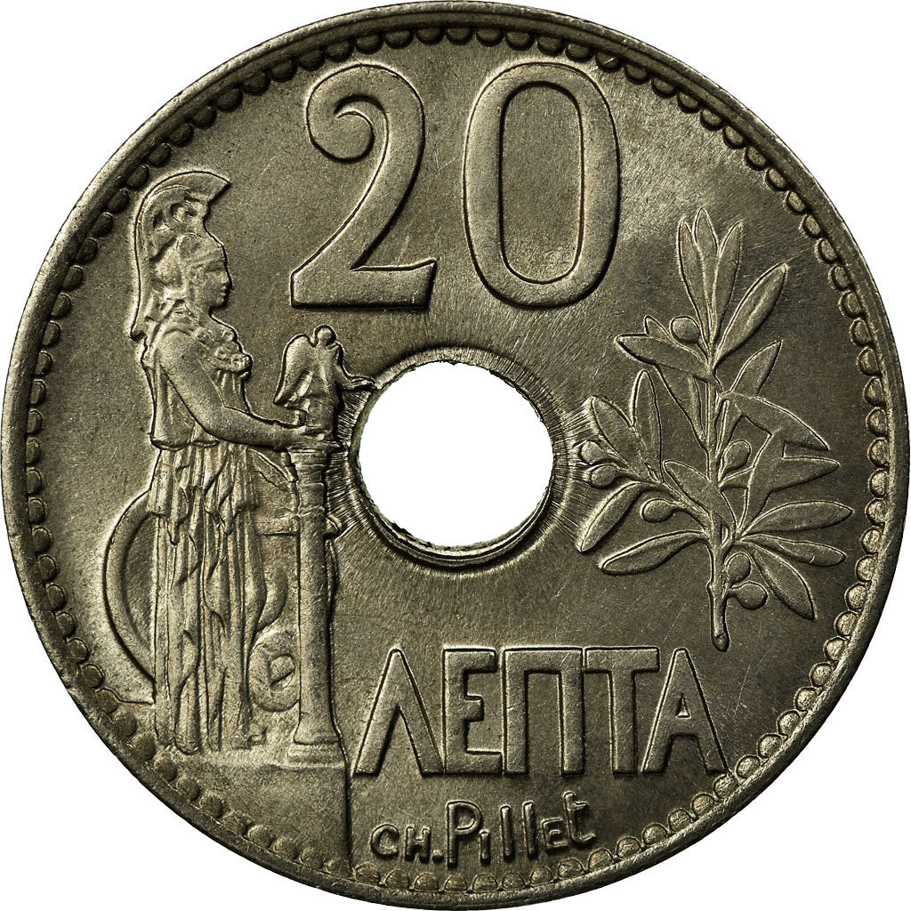 Coin, Greece, George I, 20 Lepta, 1912, AU(55-58), Nickel, KM:64