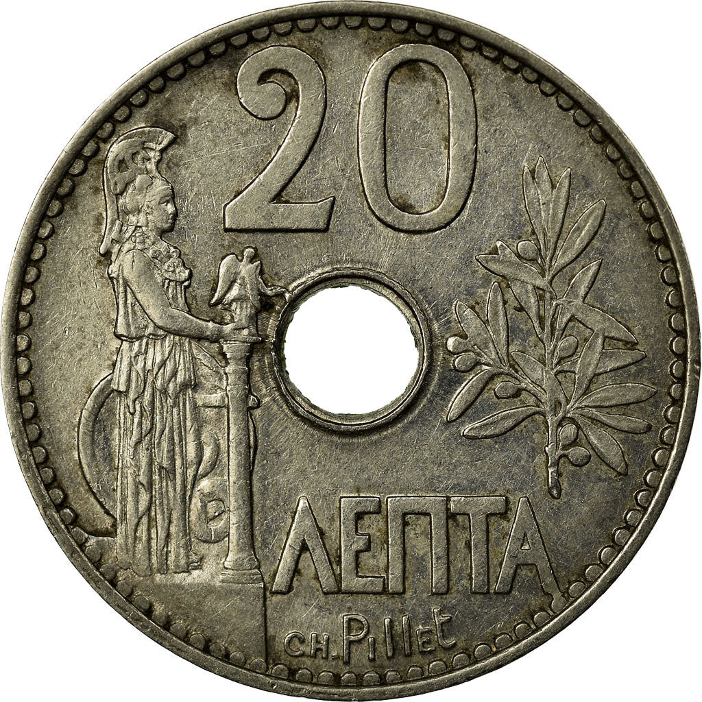 Coin, Greece, George I, 20 Lepta, 1912, VF(30-35), Nickel, KM:64