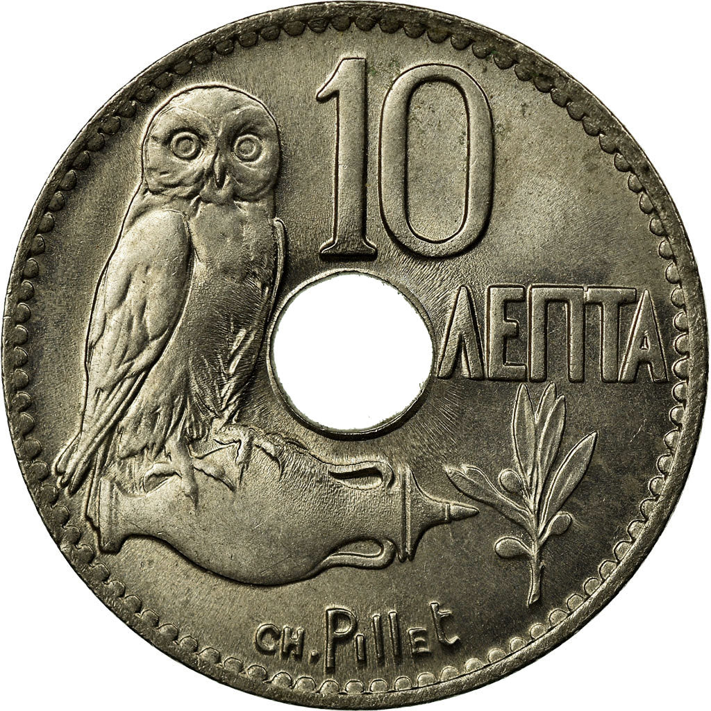 Coin, Greece, George I, 10 Lepta, 1912, AU(55-58), Nickel, KM:63