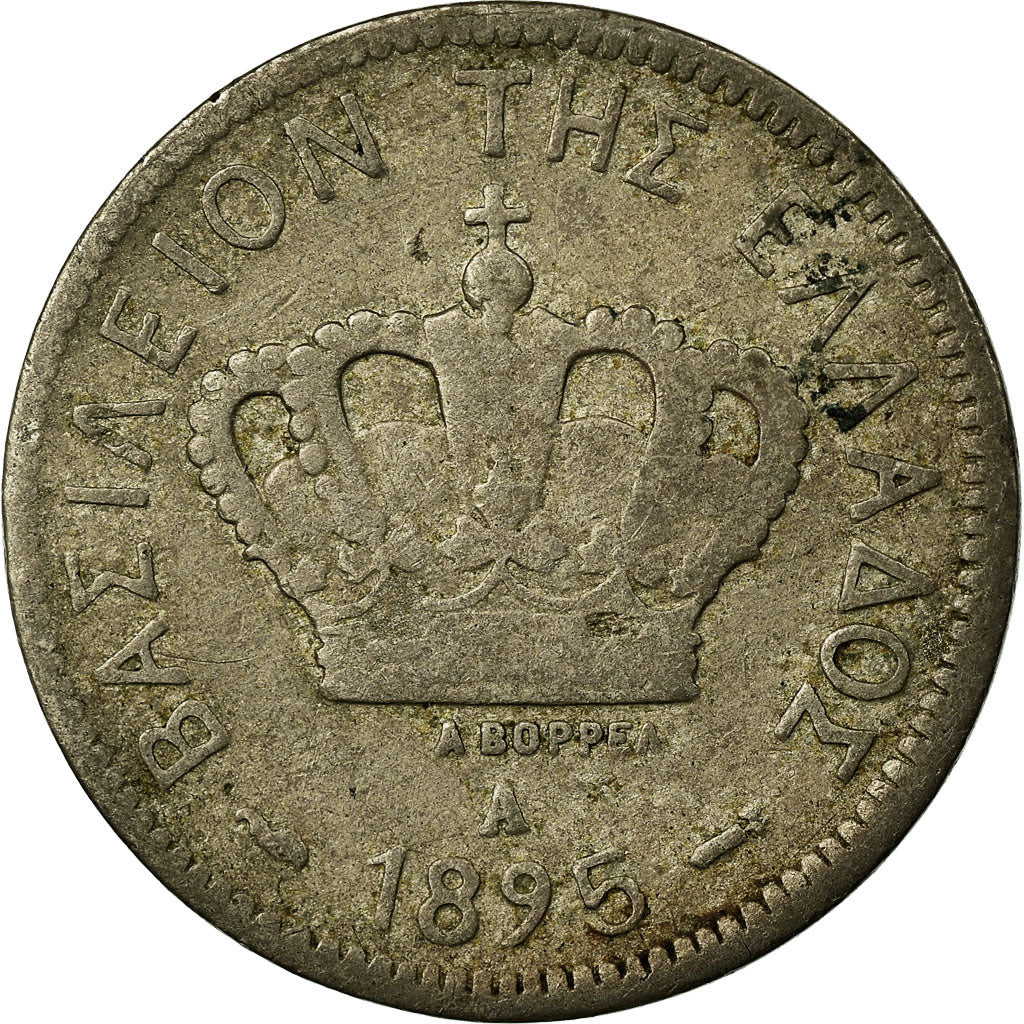 Moneda, Grecia, George I, 10 Lepta, 1895, Paris, BC+, Cobre - níquel, KM:59