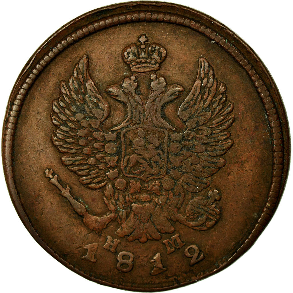 Coin, Russia, Alexander I, 2 Kopeks, 1812, Saint-Petersburg, EF(40-45), Copper