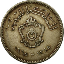 Coin, Libya, Idris I, 10 Milliemes, 1965/AH1385, VF(30-35), Copper-nickel, KM:8