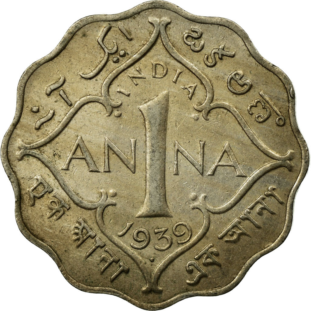 Coin, INDIA-BRITISH, George VI, Anna, 1939, EF(40-45), Copper-nickel, KM:536