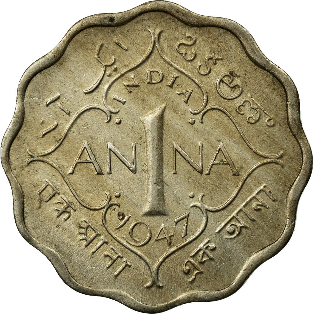 Coin, INDIA-BRITISH, George VI, Anna, 1947, VF(30-35), Copper-nickel, KM:538
