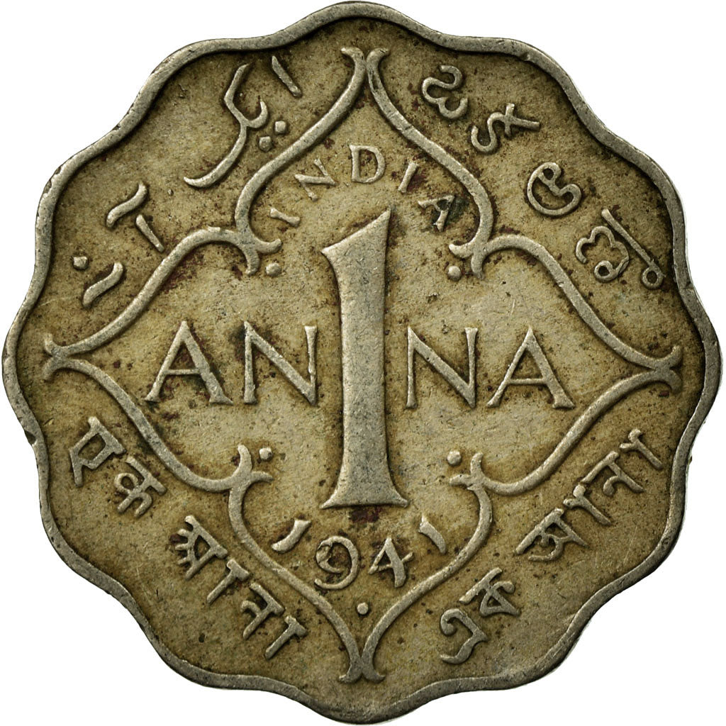 Coin, INDIA-BRITISH, George VI, Anna, 1941, VF(30-35), Copper-nickel, KM:537