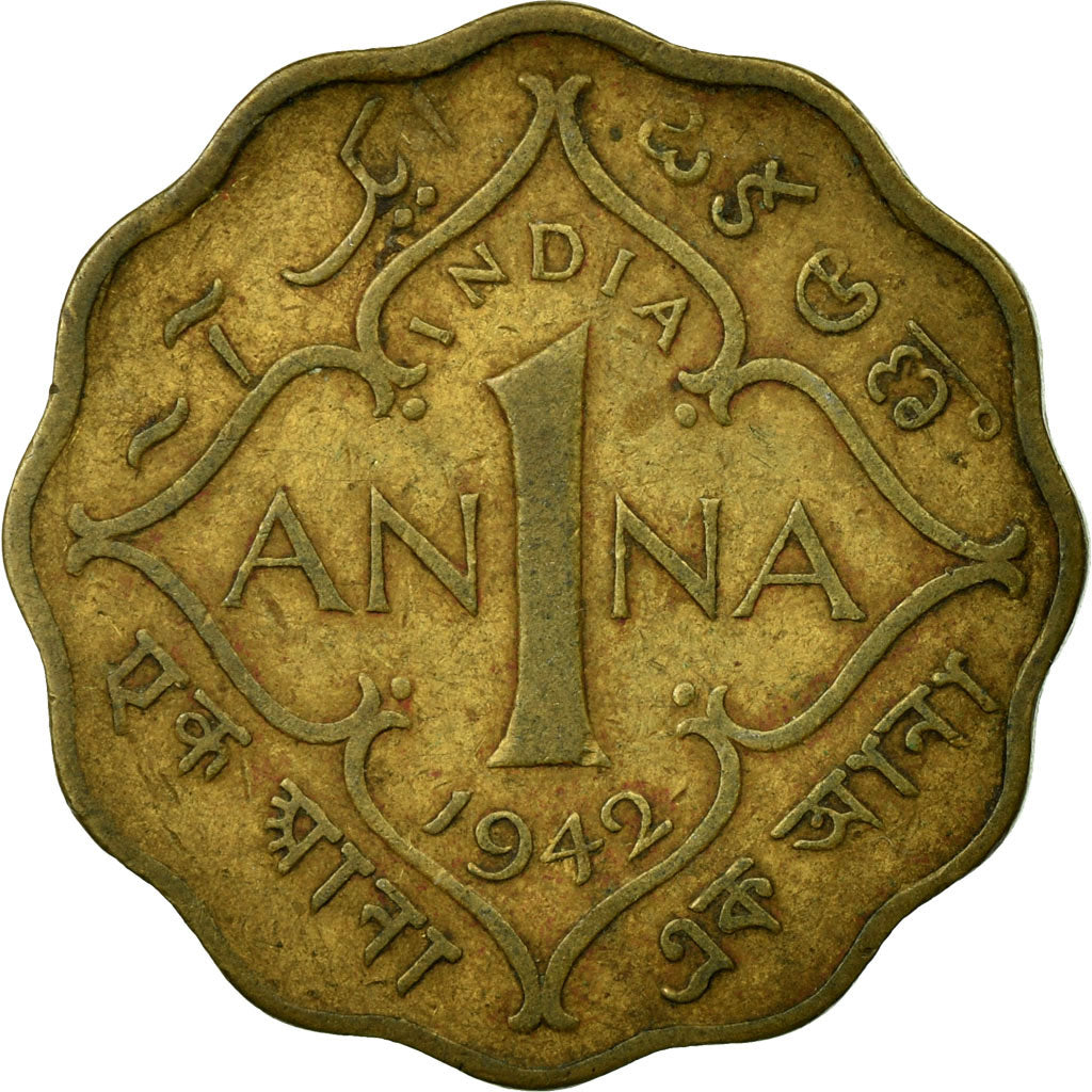 Moeda, ÍNDIA - BRITÂNICA, George VI, Anna, 1942, VF(30-35), Níquel-Latão