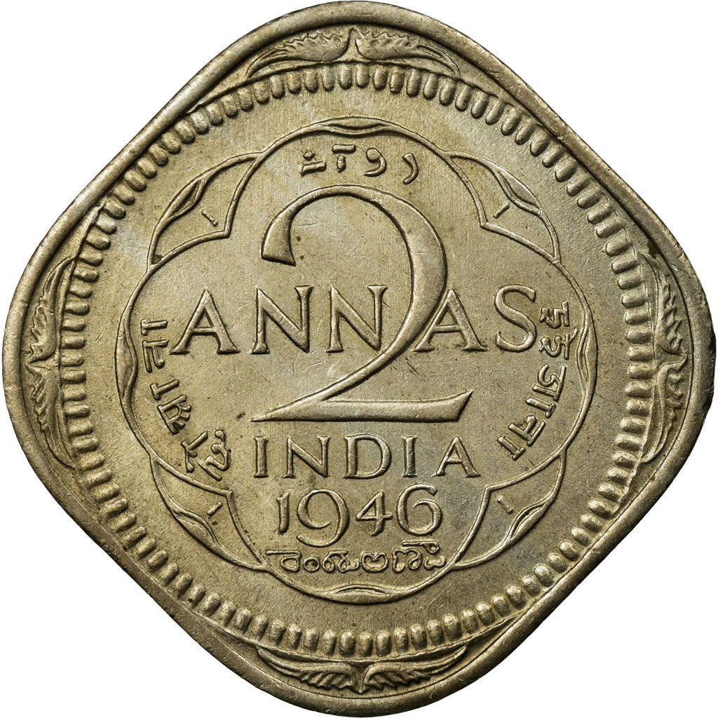 Münze, INDIA-BRITISH, George VI, 2 Annas, 1946, SS, Copper-nickel, KM:542