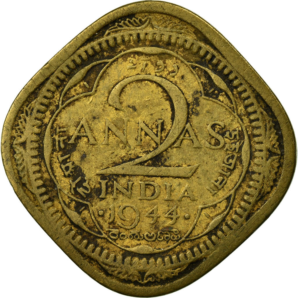 Monnaie, INDIA-BRITISH, George VI, 2 Annas, 1944, B+, Nickel-brass, KM:541a