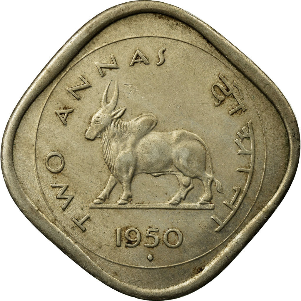 Moneta, REPUBBLICA DELL’INDIA, 2 Annas, 1950, Mumbai, Bombay, BB, Rame-nichel