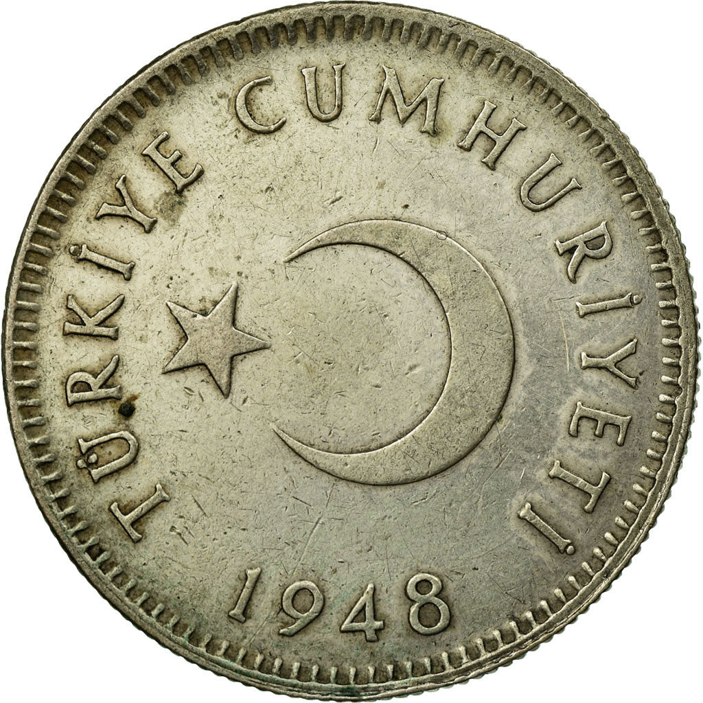 Coin, Turkey, Lira, 1948, EF(40-45), Silver, KM:883