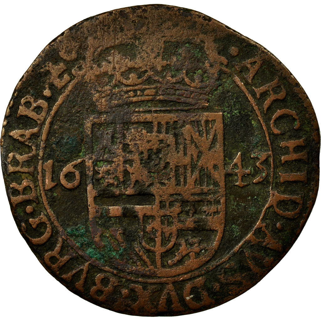 Coin, Spanish Netherlands, BRABANT, Liard, 12 Mites, 1643, Brabant, VF(30-35)