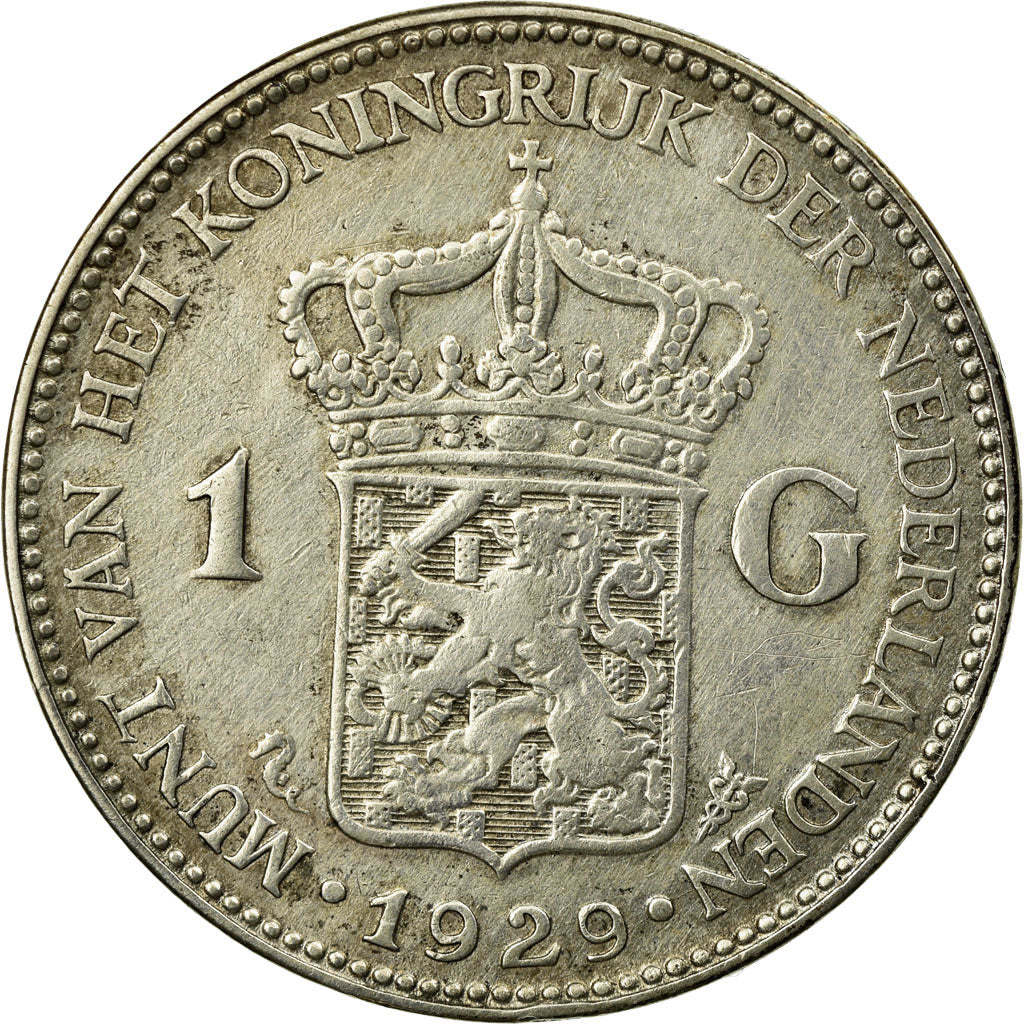 Coin, Netherlands, Wilhelmina I, Gulden, 1929, EF(40-45), Silver, KM:161.1