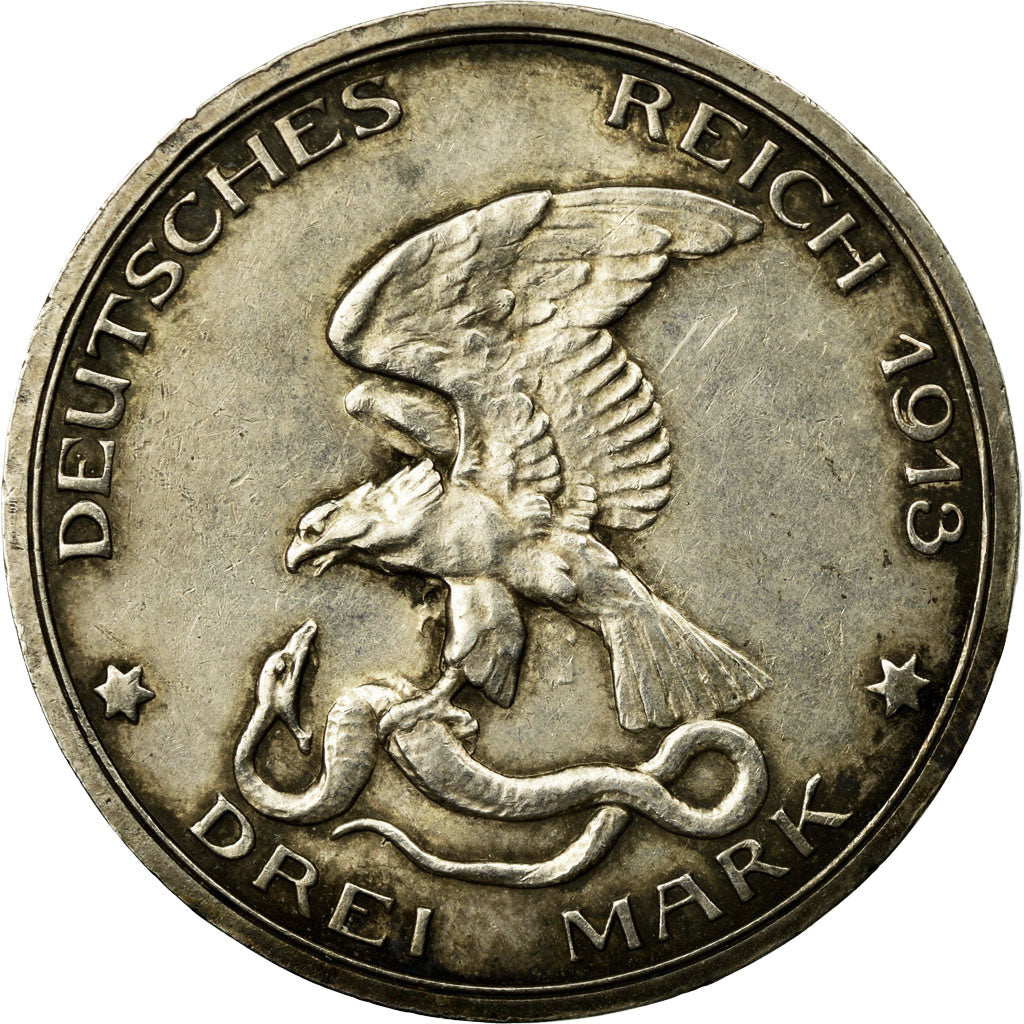 Coin, German States, PRUSSIA, Wilhelm II, 3 Mark, 1913, Berlin, EF(40-45)