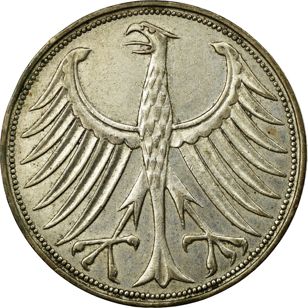 Moneta, GERMANIA - REPUBBLICA FEDERALE, 5 Mark, 1956, Munich, BB, Argento