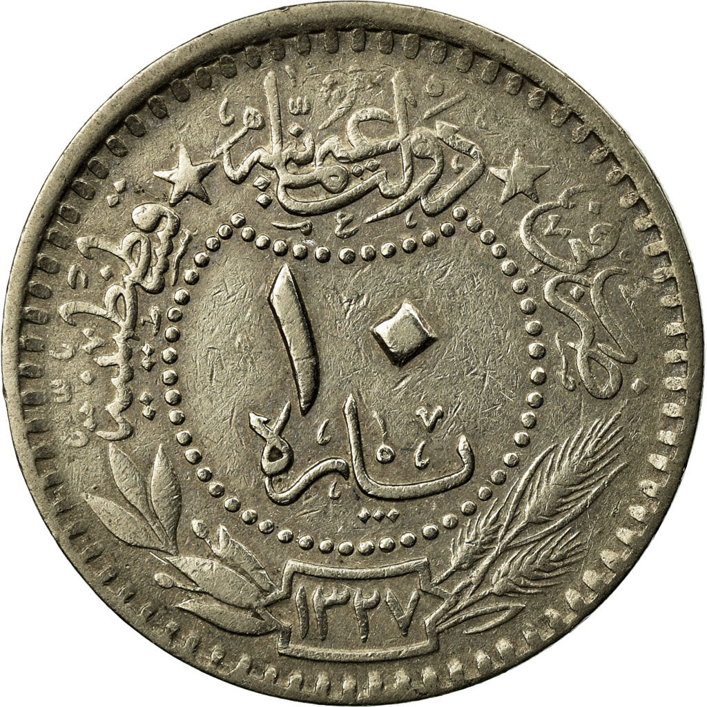 Coin, Turkey, Muhammad V, 10 Para, 1915/AH 1327, Qustantiniyah, EF(40-45)