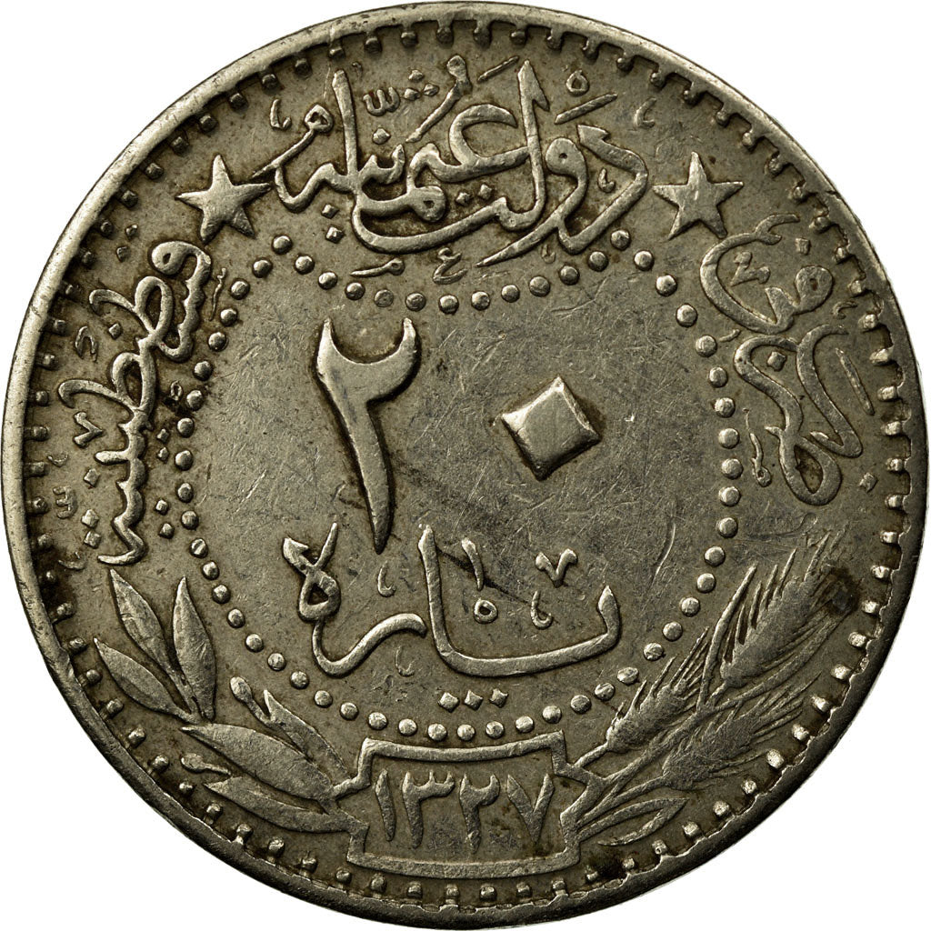 Coin, Turkey, Muhammad V, 20 Para, 1911/AH1327, Qustantiniyah, EF(40-45)