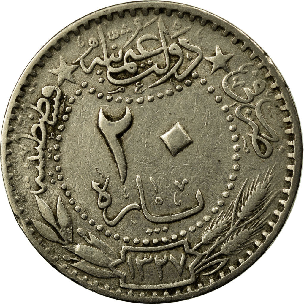 Coin, Turkey, Muhammad V, 20 Para, 1912/AH1327, Qustantiniyah, EF(40-45)