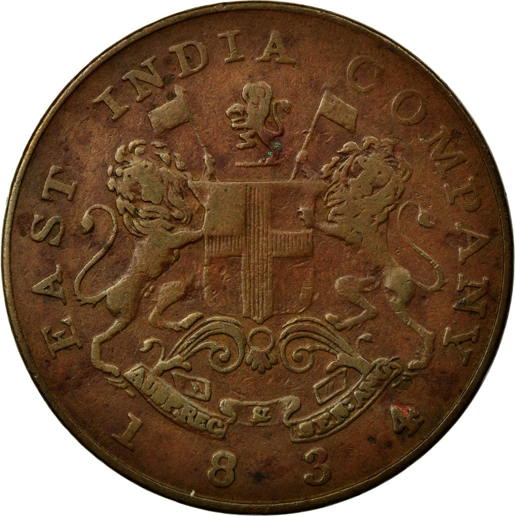 Coin, INDIA-BRITISH, BOMBAY PRESIDENCY, 1/2 Anna, 1834, EF(40-45), Copper