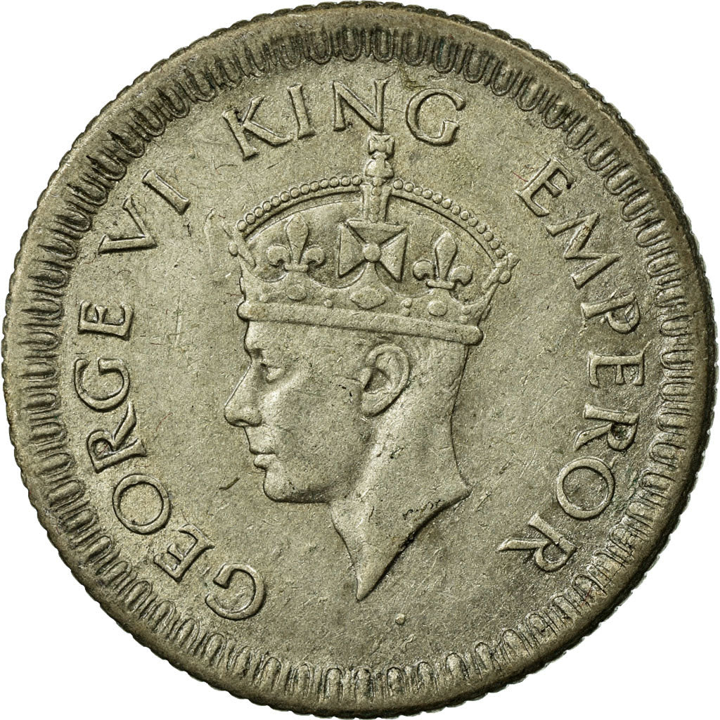 Coin, INDIA-BRITISH, George VI, 1/4 Rupee, 1942, EF(40-45), Silver, KM:546
