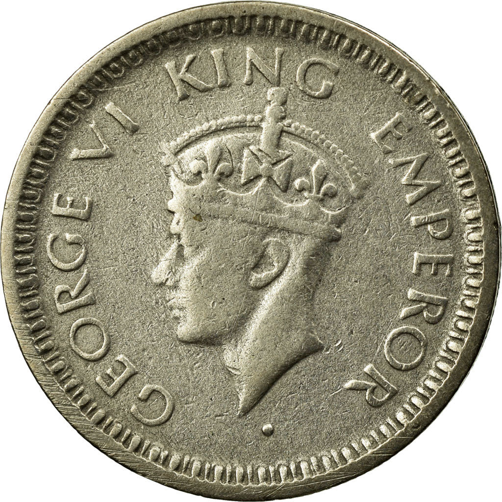 Coin, INDIA-BRITISH, George VI, 1/4 Rupee, 1945, EF(40-45), Silver, KM:547