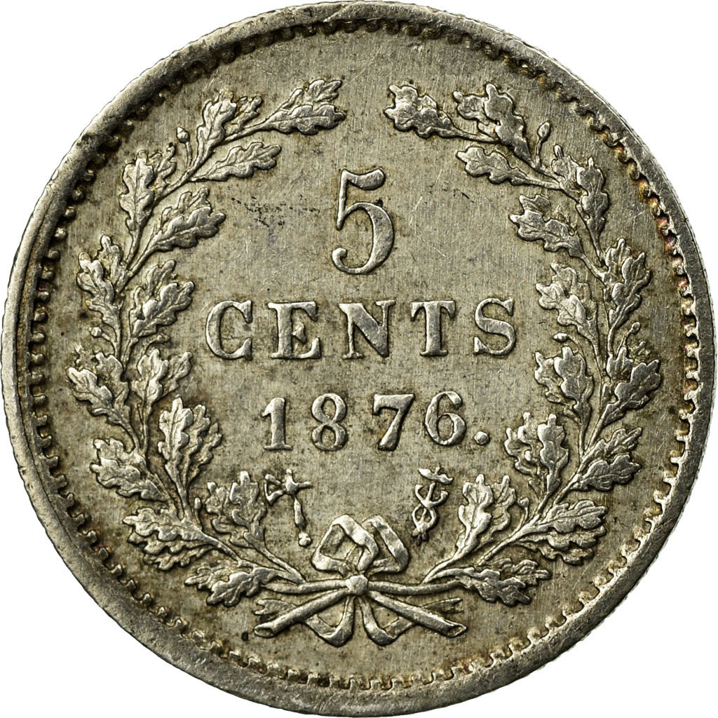 Coin, Netherlands, William III, 5 Cents, 1876, AU(50-53), Silver, KM:91