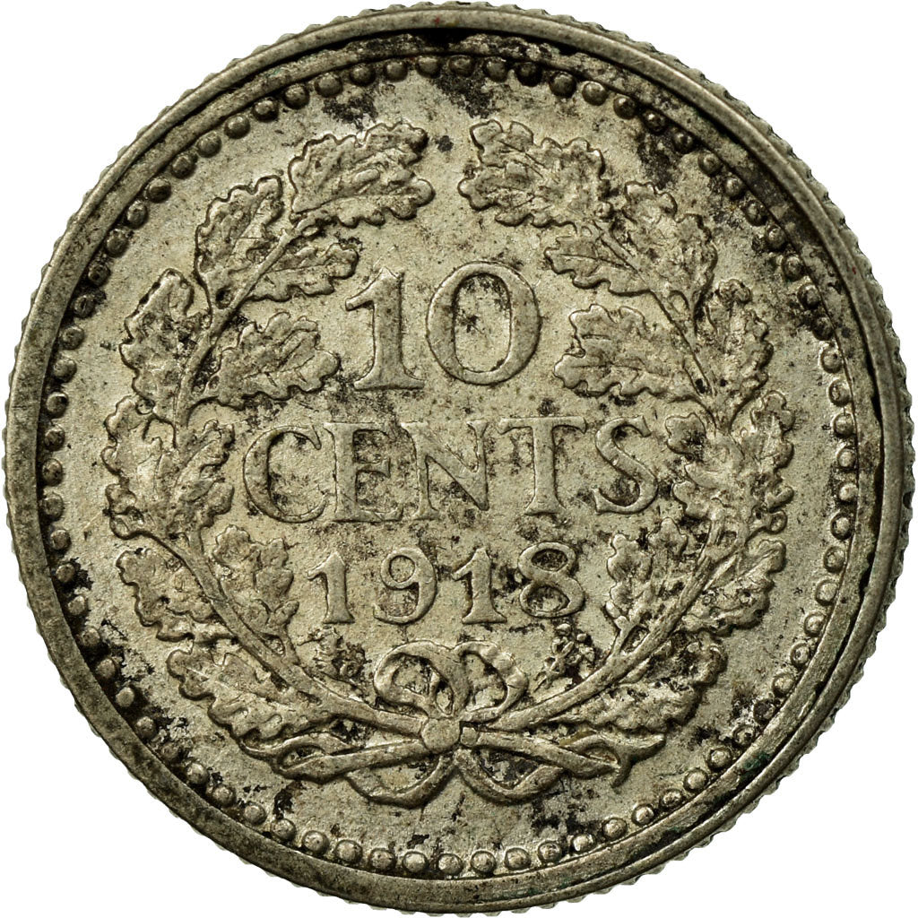 Coin, Netherlands, Wilhelmina I, 10 Cents, 1918, VF(20-25), Silver, KM:145