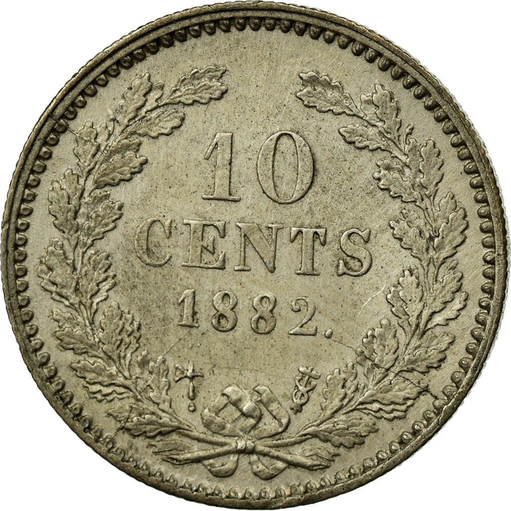 Coin, Netherlands, William III, 10 Cents, 1882, AU(50-53), Silver, KM:80