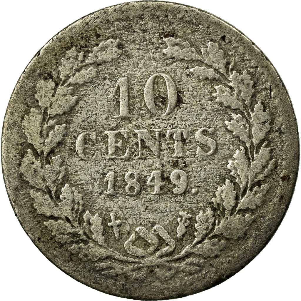 Coin, Netherlands, William II, 10 Cents, 1849, Utrecht, F(12-15), Silver, KM:75