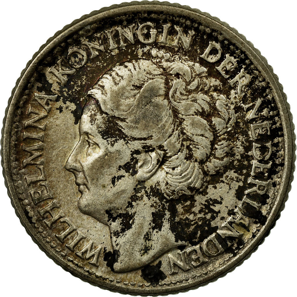 Coin, Netherlands, Wilhelmina I, 25 Cents, 1944, F(12-15), Silver, KM:164