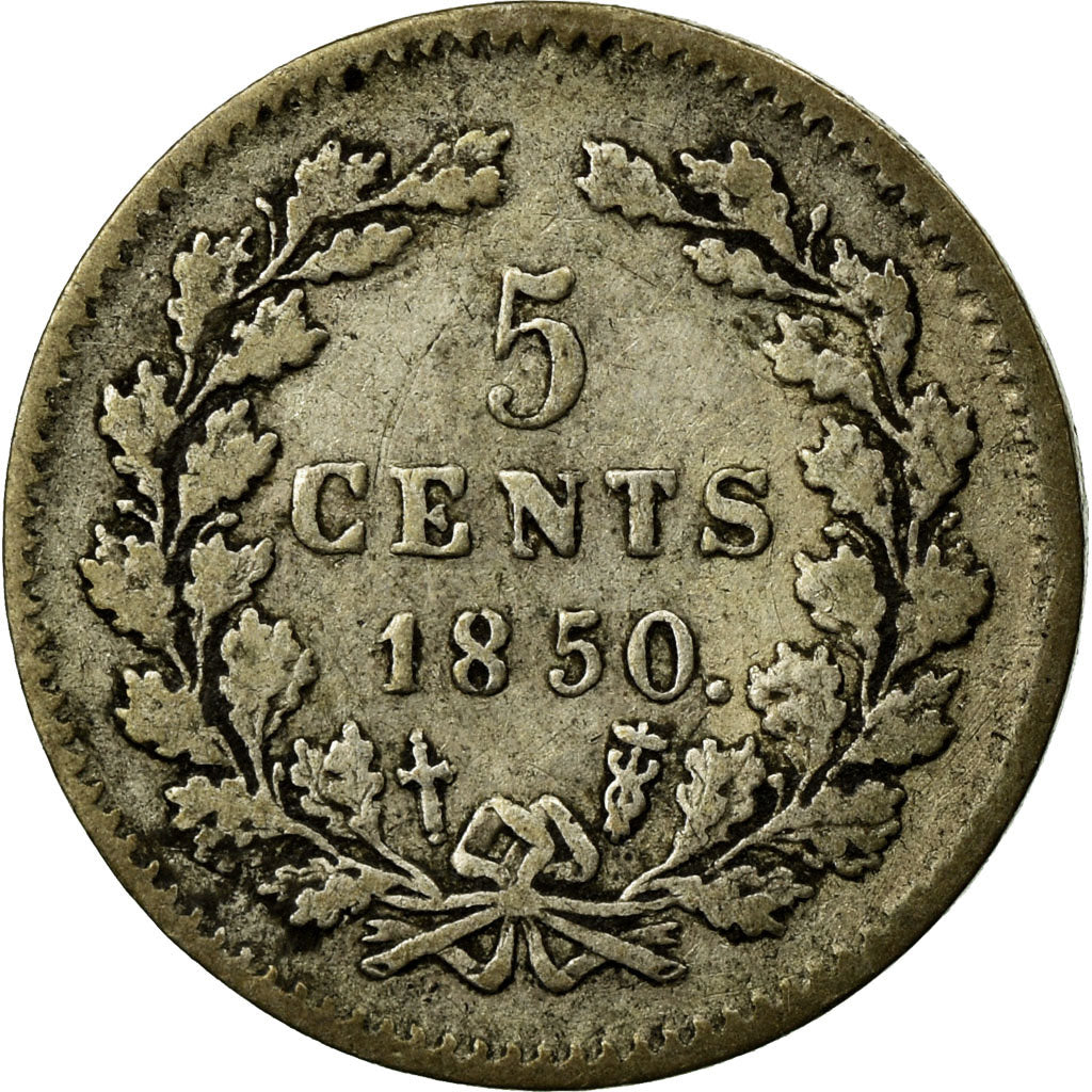 Coin, Netherlands, William III, 5 Cents, 1850, VF(30-35), Silver, KM:91