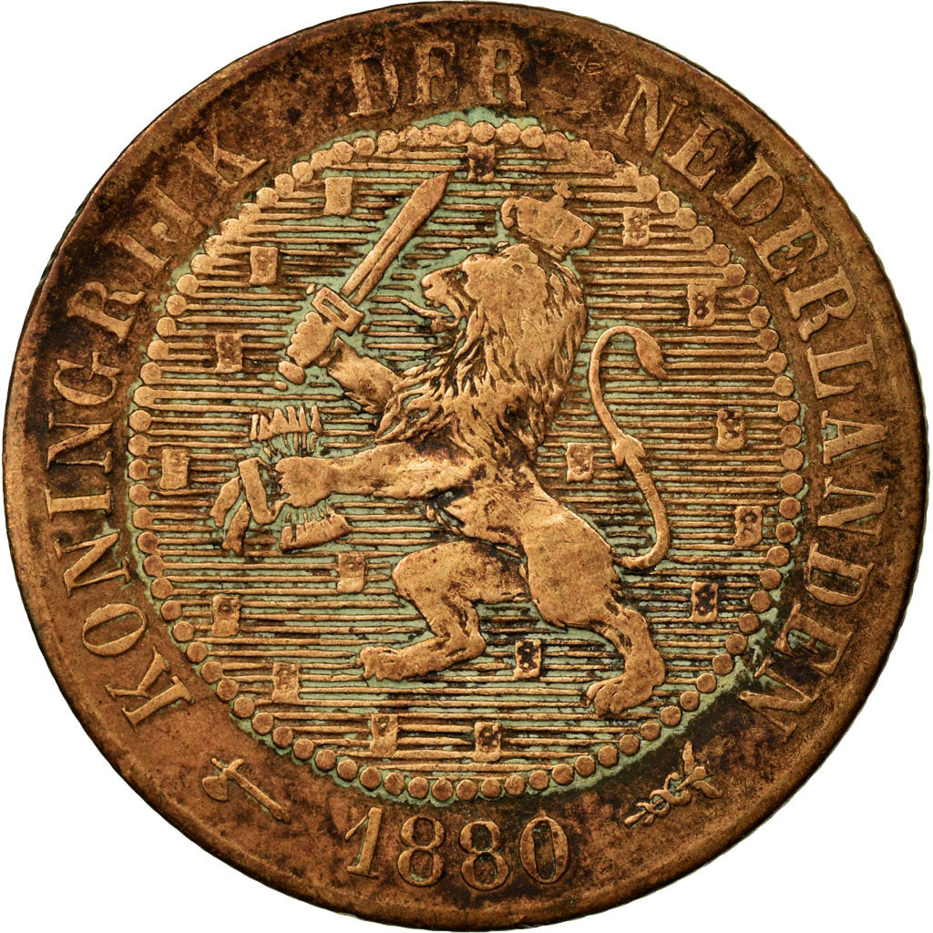 Munten, Nederland, William III, 2-1/2 Cent, 1880, ZG, Bronze, KM:108.1