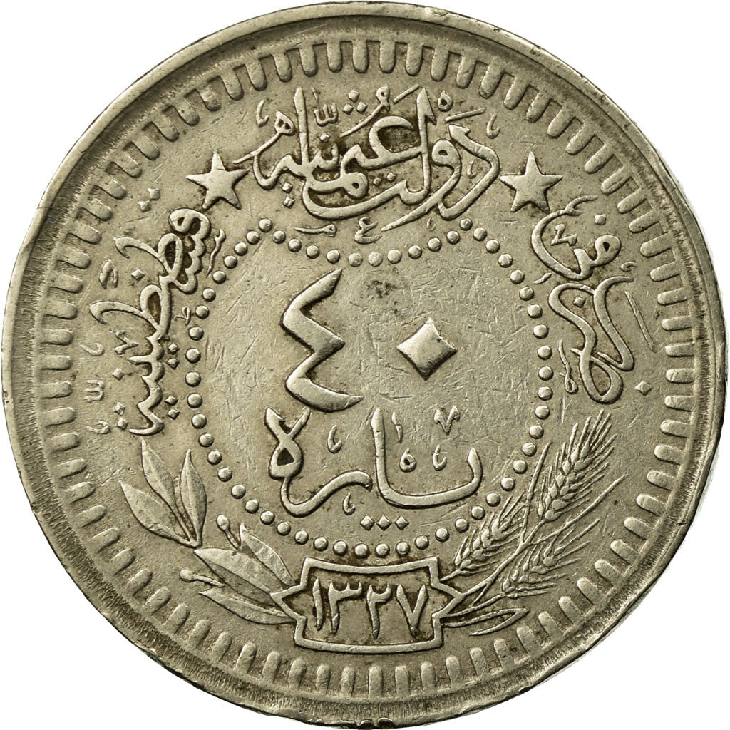 Coin, Turkey, Muhammad V, 40 Para, 1912/AH1327, Qustantiniyah, EF(40-45)