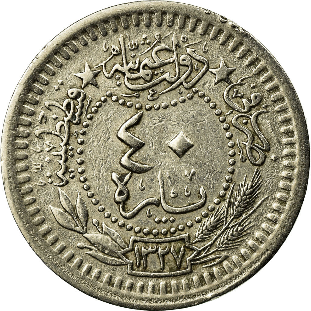 Coin, Turkey, Muhammad V, 40 Para, 1911/AH1327, Qustantiniyah, EF(40-45)