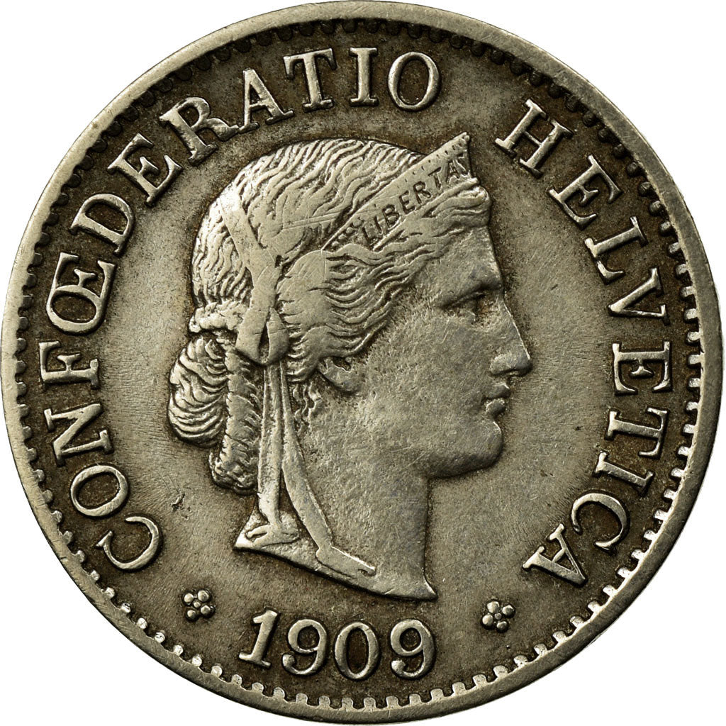 Coin, Switzerland, 5 Rappen, 1909, Bern, EF(40-45), Copper-nickel, KM:26