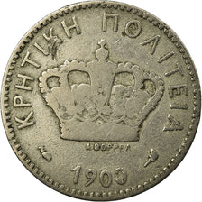 Moneda, Creta, Prince George, 10 Lepta, 1900, Paris, BC+, Cobre - níquel