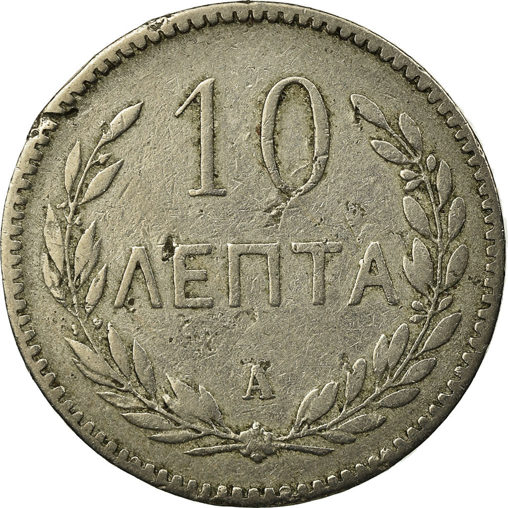 Coin, Crete, Prince George, 10 Lepta, 1900, Paris, VF(20-25), Copper-nickel