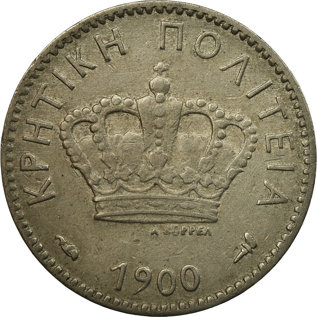 Moneta, Creta, Prince George, 5 Lepta, 1900, Paris, MB, Rame-nichel, KM:3
