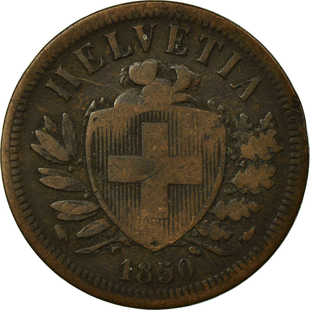 Monnaie, Suisse, 2 Rappen, 1850, Bern, TB+, Bronze, KM:4.1