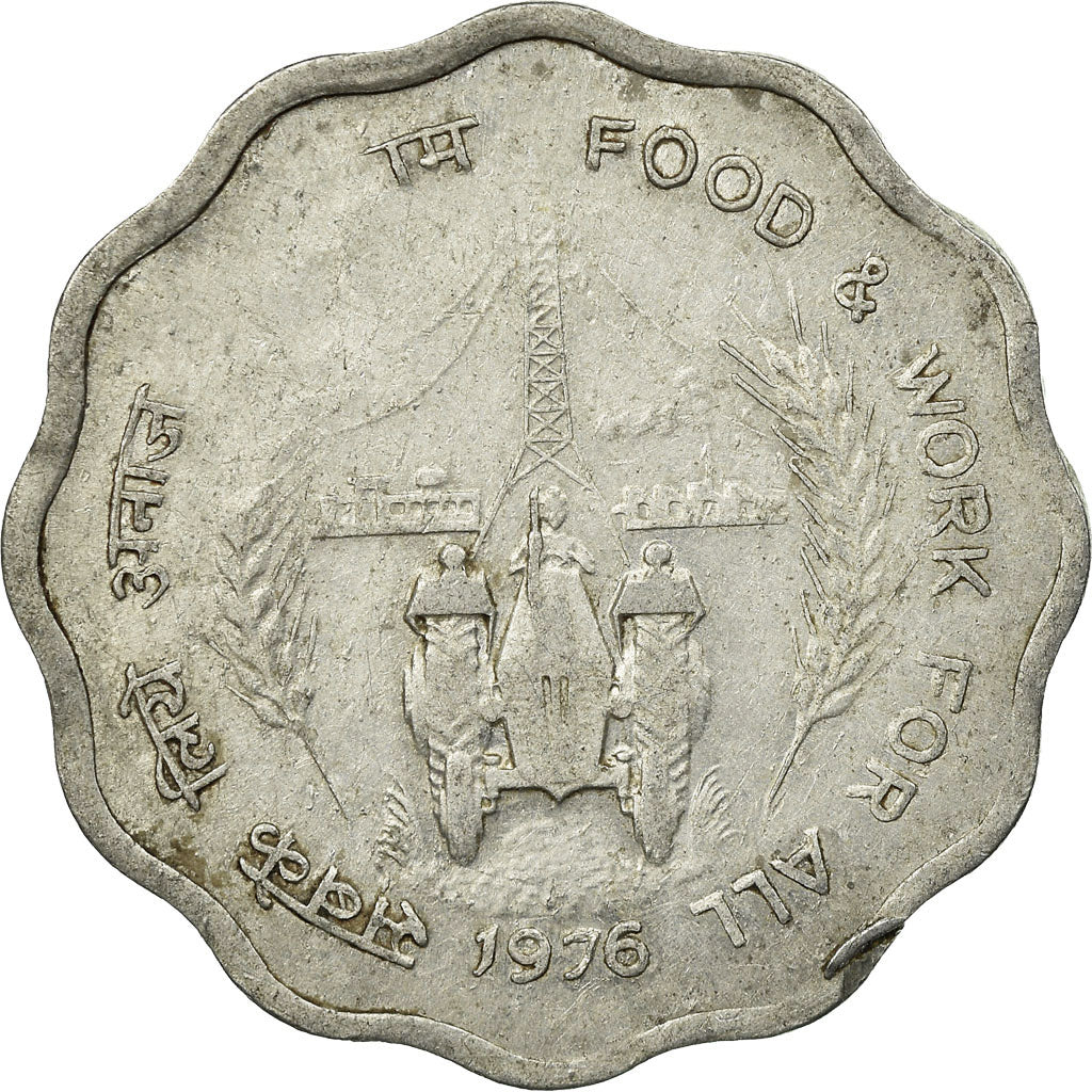 Moneda, INDIA-REPÚBLICA, 10 Paise, 1976, BC, Aluminio, KM:30