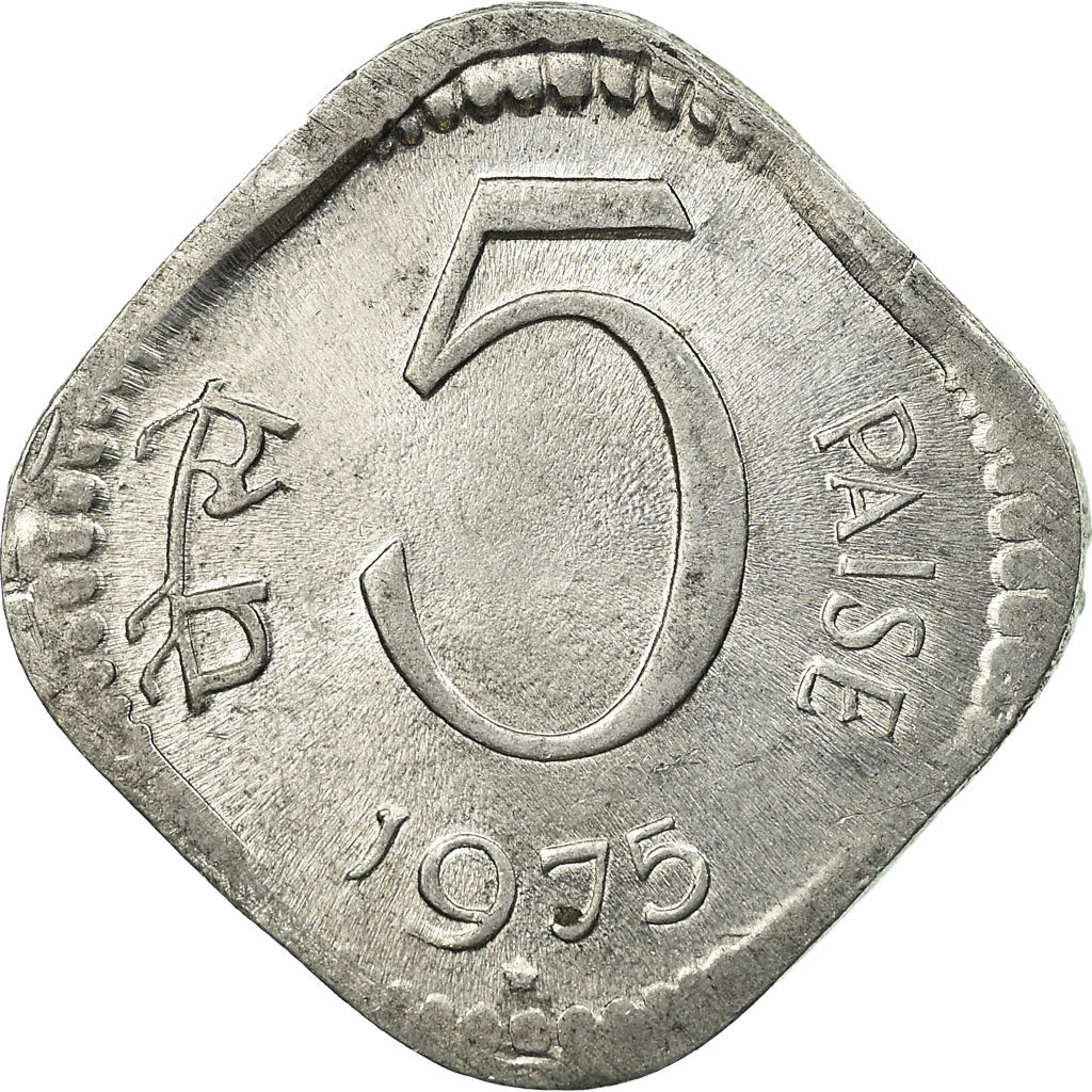 Coin, INDIA-REPUBLIC, 5 Paise, 1975, AU(55-58), Aluminum, KM:18.6