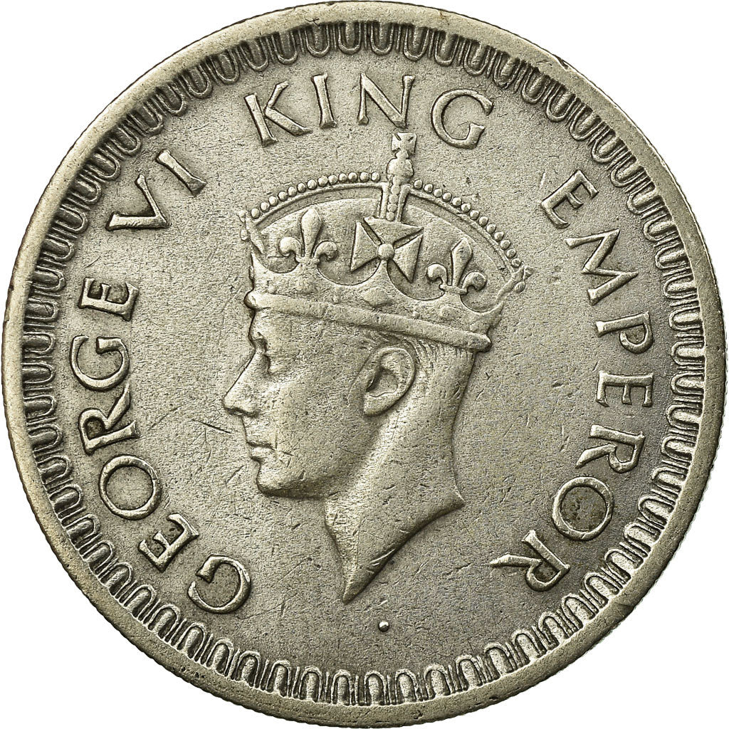 Coin, INDIA-BRITISH, George VI, 1/2 Rupee, 1942, EF(40-45), Silver, KM:552