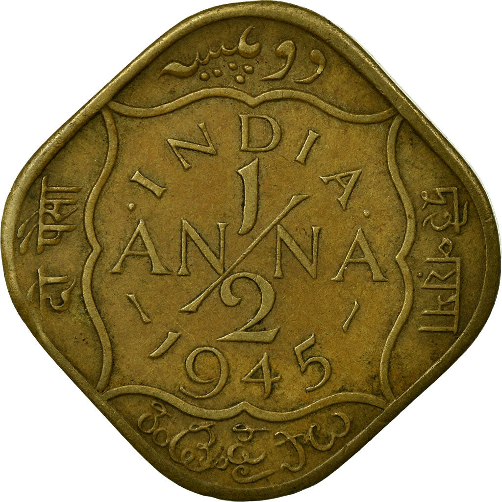 Coin, INDIA-BRITISH, George VI, 1/2 Anna, 1945, Calcutta, EF(40-45)