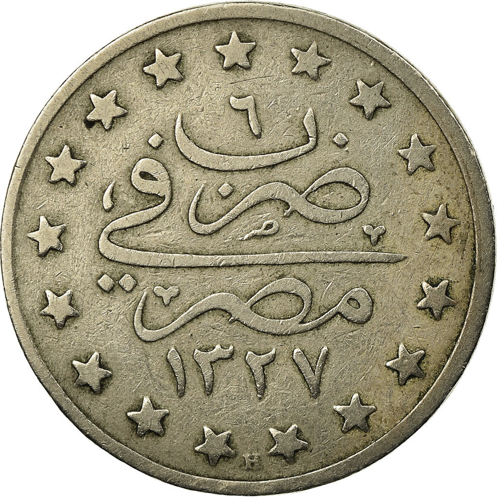 Coin, Egypt, Muhammad V, Qirsh, 1913/AH1327, Misr, EF(40-45), Copper-nickel