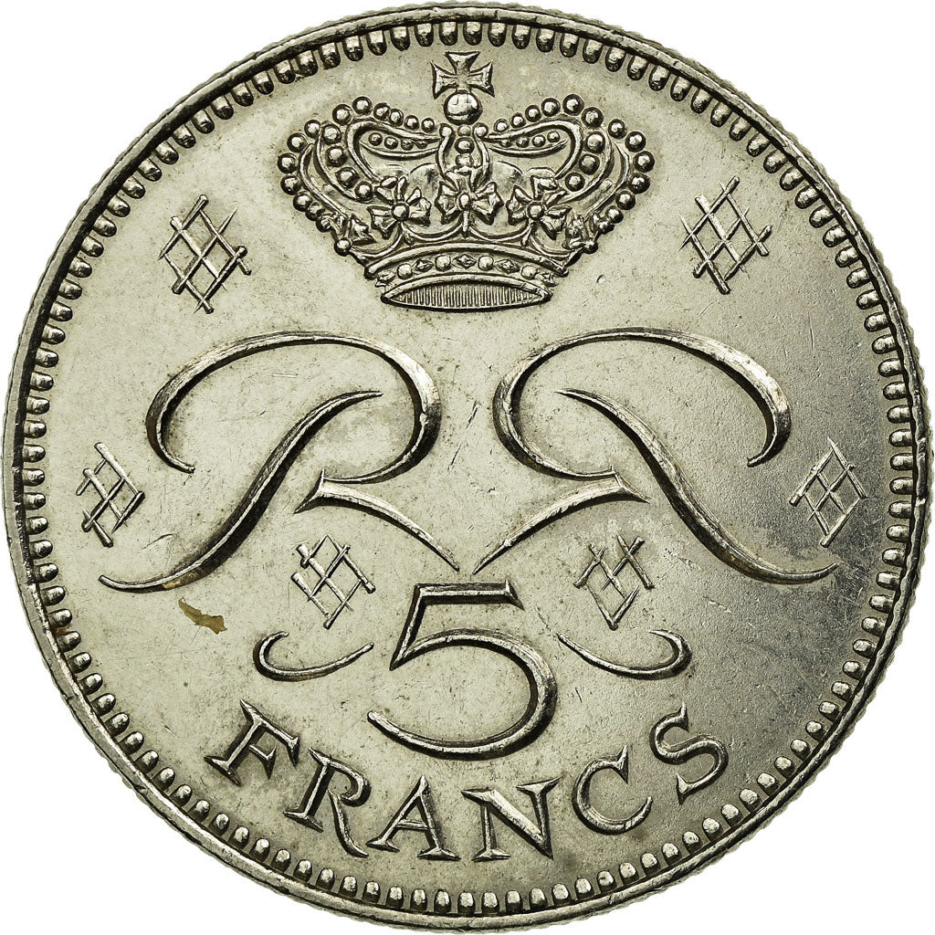 Monnaie, Monaco, Rainier III, 5 Francs, 1975, TTB, Copper-nickel, Gadoury:MC