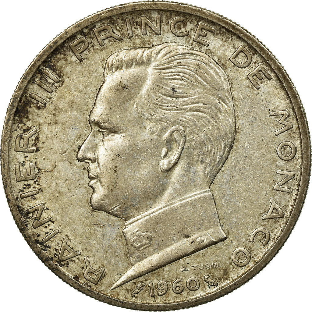 Coin, Monaco, Rainier III, 5 Francs, 1960, EF(40-45), Silver, KM:141, Gadoury:MC