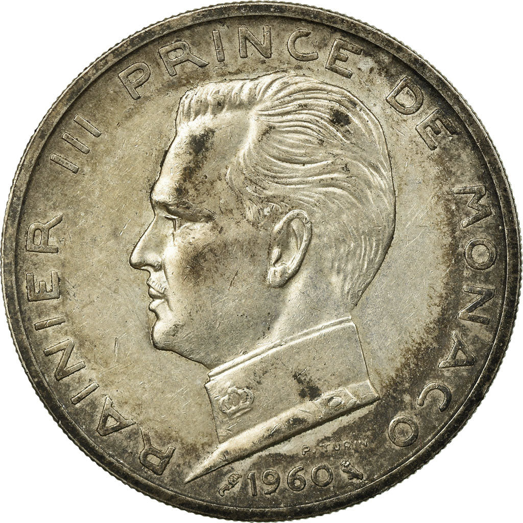 Coin, Monaco, Rainier III, 5 Francs, 1960, VF(30-35), Silver, KM:141, Gadoury:MC